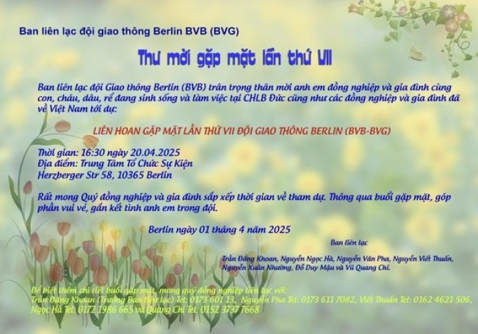 THƯ MỜI GẶP MẶT ĐỘI GIAO THÔNG BERLIN (BVB)